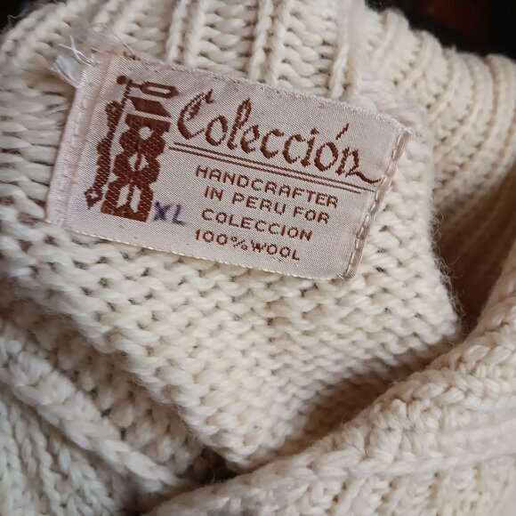 XL Vintage Women's Sweater Peru Wool Knit Cardigan Jacket Southwestern Coleccion - Picture 9 of 9